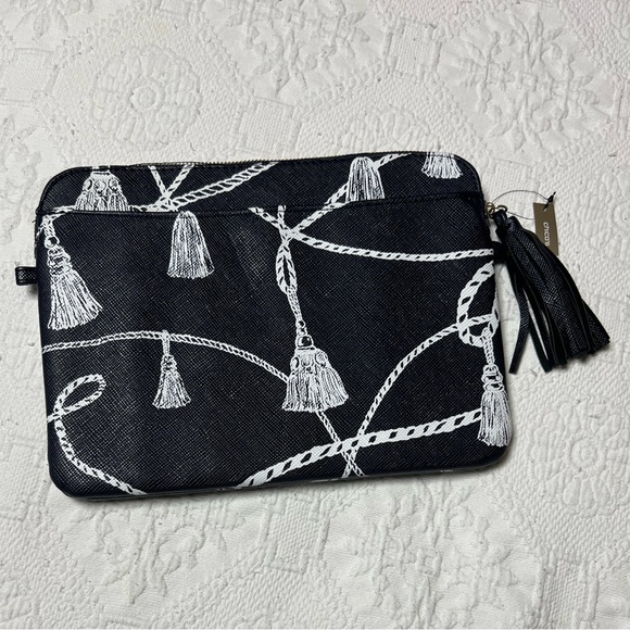 Chico's Accessories - Chico's Navy Textured Clutch with Tassel